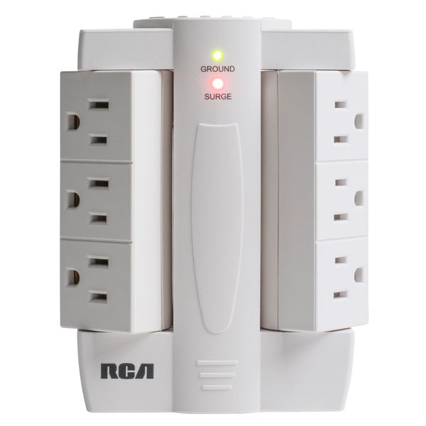 Main product image for RCA PSWTS6FV 6-Outlet Wall Tap Surge Protector White 125-450